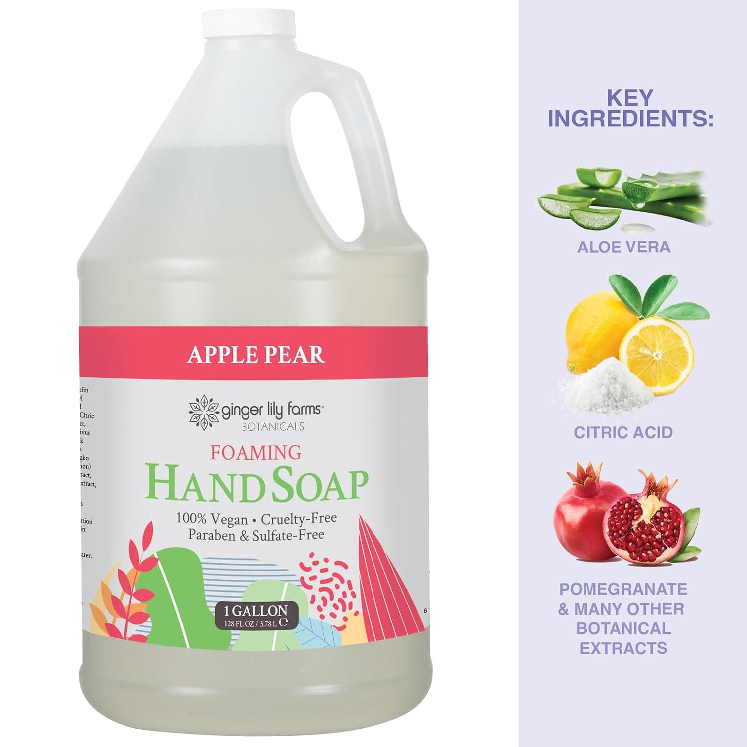 image:imageGinger Lily Farms Botanicals AllPurpose Foaming Hand Soap Refill 100 Vegan amp CrueltyFree Vanilla Sugar Bliss Scent 1 Gallon 128 fl ozApple Pear