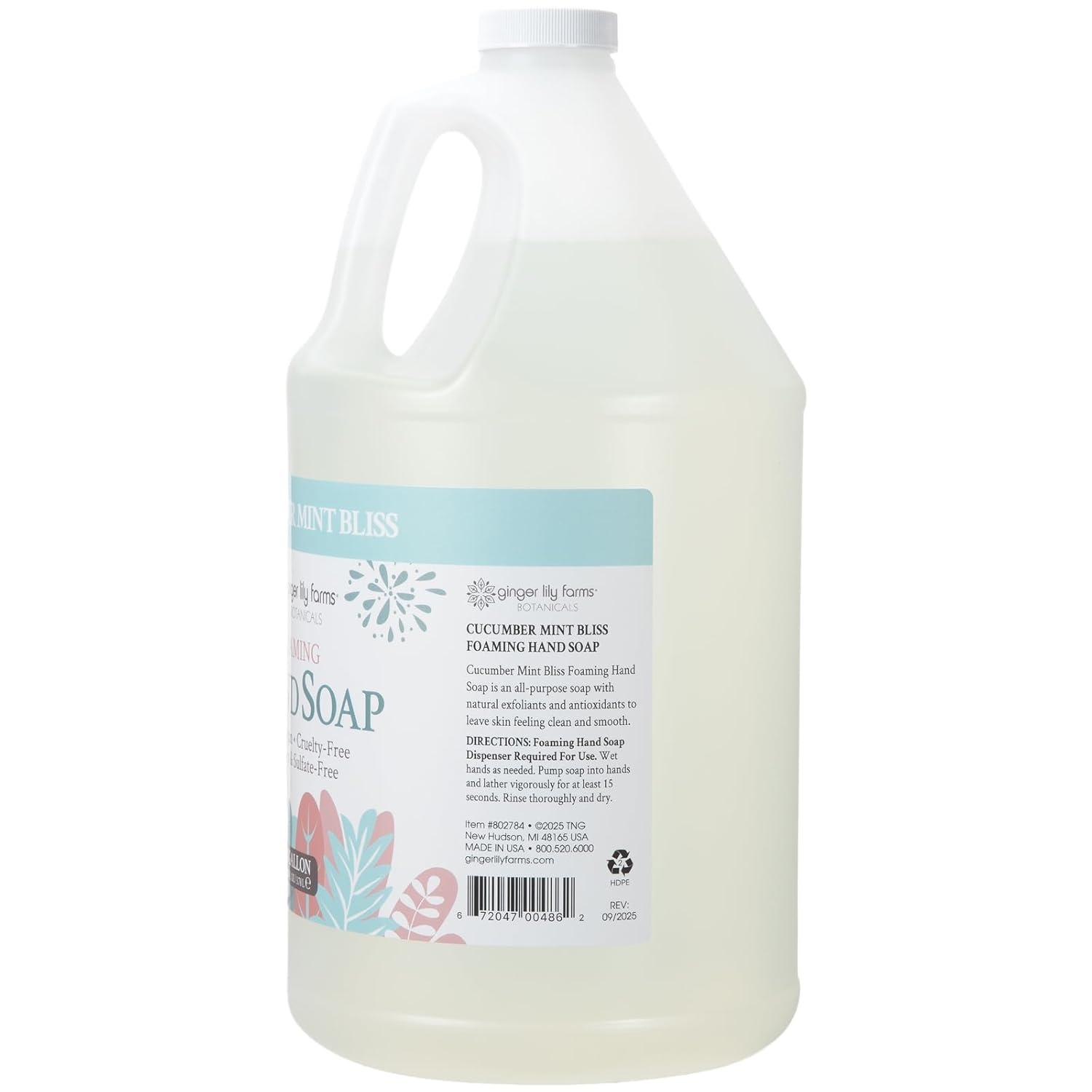 image:imageGinger Lily Farms Botanicals AllPurpose Foaming Hand Soap Refill 100 Vegan amp CrueltyFree Vanilla Sugar Bliss Scent 1 Gallon 128 fl ozCucumber Mint Bliss