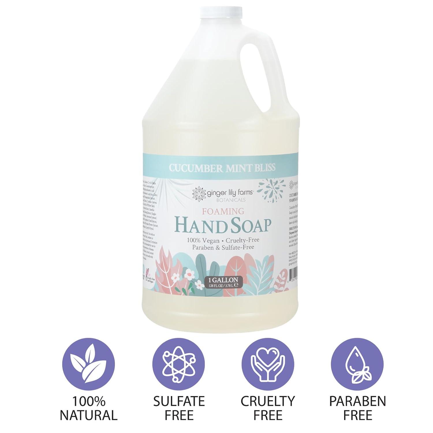 image:imageGinger Lily Farms Botanicals AllPurpose Foaming Hand Soap Refill 100 Vegan amp CrueltyFree Vanilla Sugar Bliss Scent 1 Gallon 128 fl ozCucumber Mint Bliss