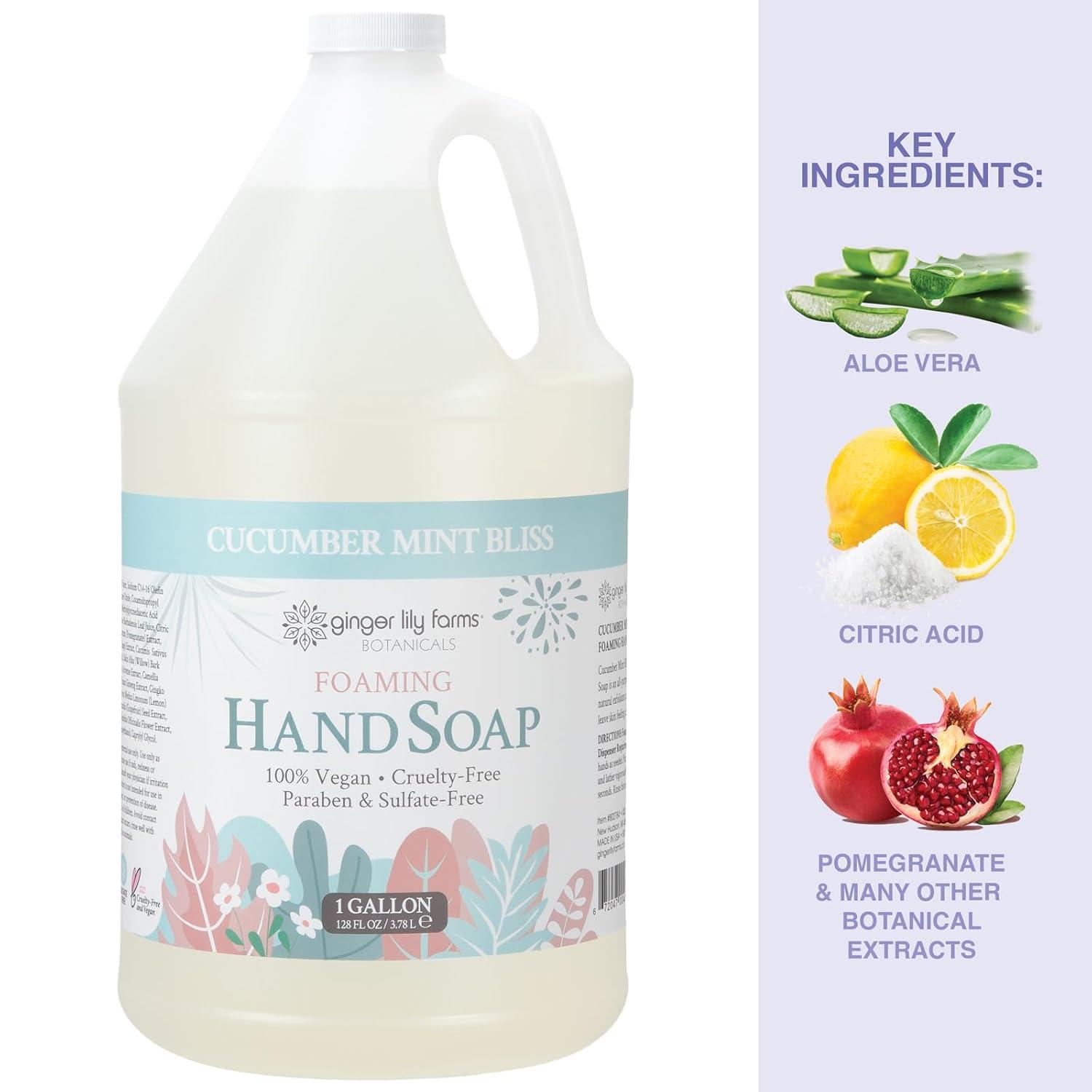 image:imageGinger Lily Farms Botanicals AllPurpose Foaming Hand Soap Refill 100 Vegan amp CrueltyFree Vanilla Sugar Bliss Scent 1 Gallon 128 fl ozCucumber Mint Bliss