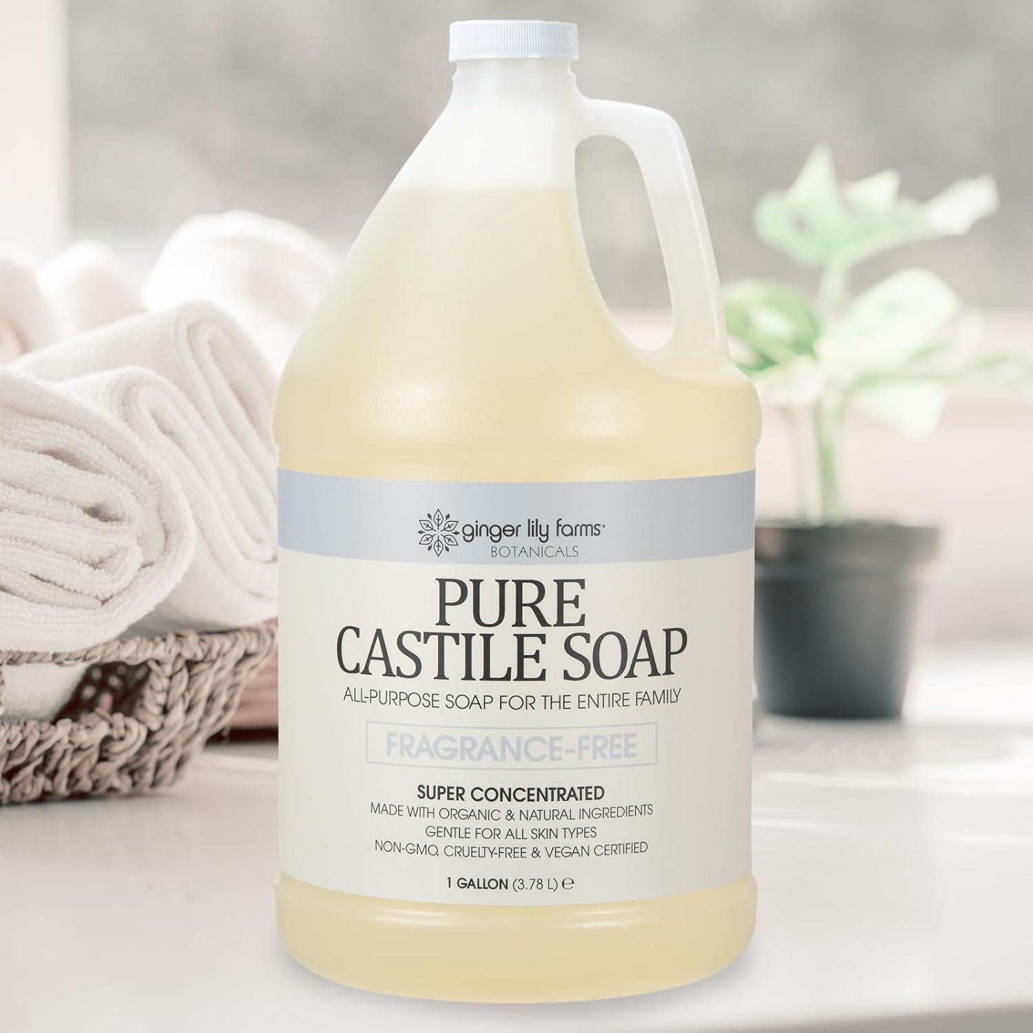 image:imageGinger Lily Farms Botanicals Pure Castile Liquid Soap Refill FragranceFree 1 Gallon AllPurpose Cleaner for Body Face Hair Dishes Laundry amp Pets NonGMO 100 Vegan amp CrueltyFreeFragrance Free
