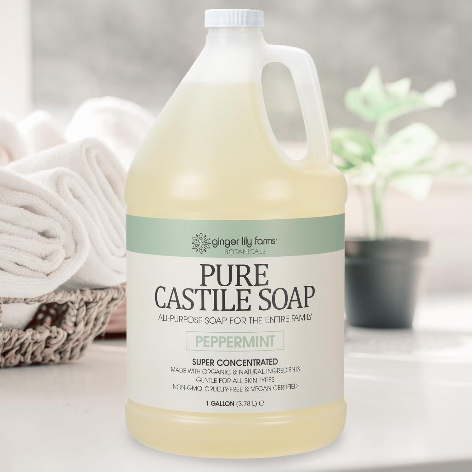 image:imageGinger Lily Farms Botanicals Pure Castile Liquid Soap Refill FragranceFree 1 Gallon AllPurpose Cleaner for Body Face Hair Dishes Laundry amp Pets NonGMO 100 Vegan amp CrueltyFreePeppermint