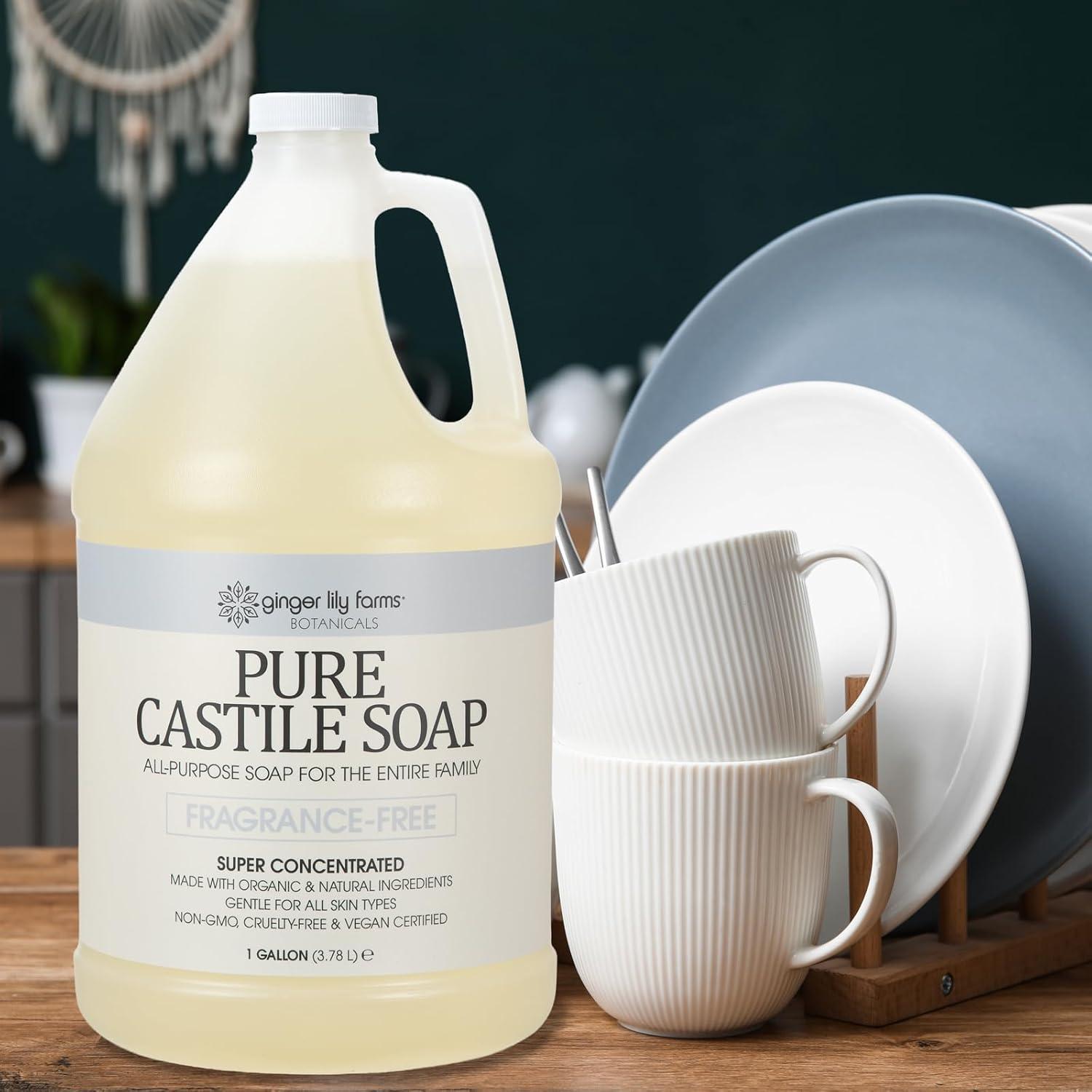 image:imageGinger Lily Farms Botanicals Pure Castile Liquid Soap Refill FragranceFree 1 Gallon AllPurpose Cleaner for Body Face Hair Dishes Laundry amp Pets NonGMO 100 Vegan amp CrueltyFreeFragrance Free