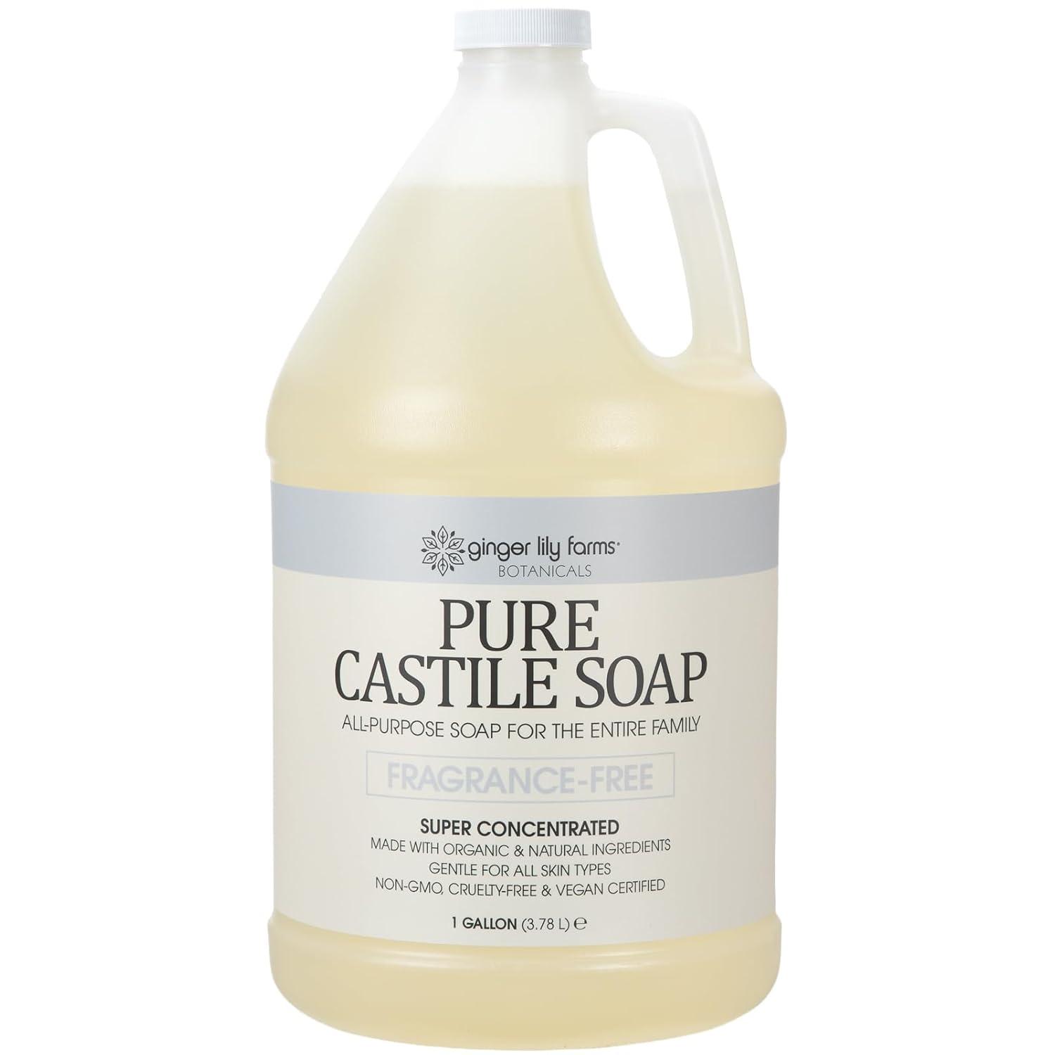 image:imageGinger Lily Farms Botanicals Pure Castile Liquid Soap Refill FragranceFree 1 Gallon AllPurpose Cleaner for Body Face Hair Dishes Laundry amp Pets NonGMO 100 Vegan amp CrueltyFreeFragrance Free