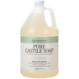 Ginger Lily Farms Botanicals Pure Castile Liquid Soap Refill, Fragrance-Free, 1 Gallon, All-Purpose Cleaner for Body, Face, Hair, Dishes, Laundry & Pets, Non-GMO, 100% Vegan & Cruelty-Free(Peppermint)