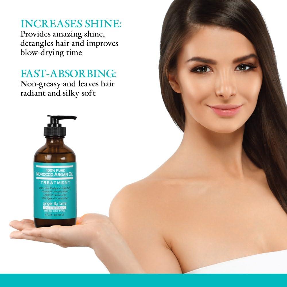 image:imageGinger Lily Farms Salon Formula 100 Pure Morocco Argan Oil Treatment for All Hair Types 100 Vegan amp CrueltyFree 8 fl oz