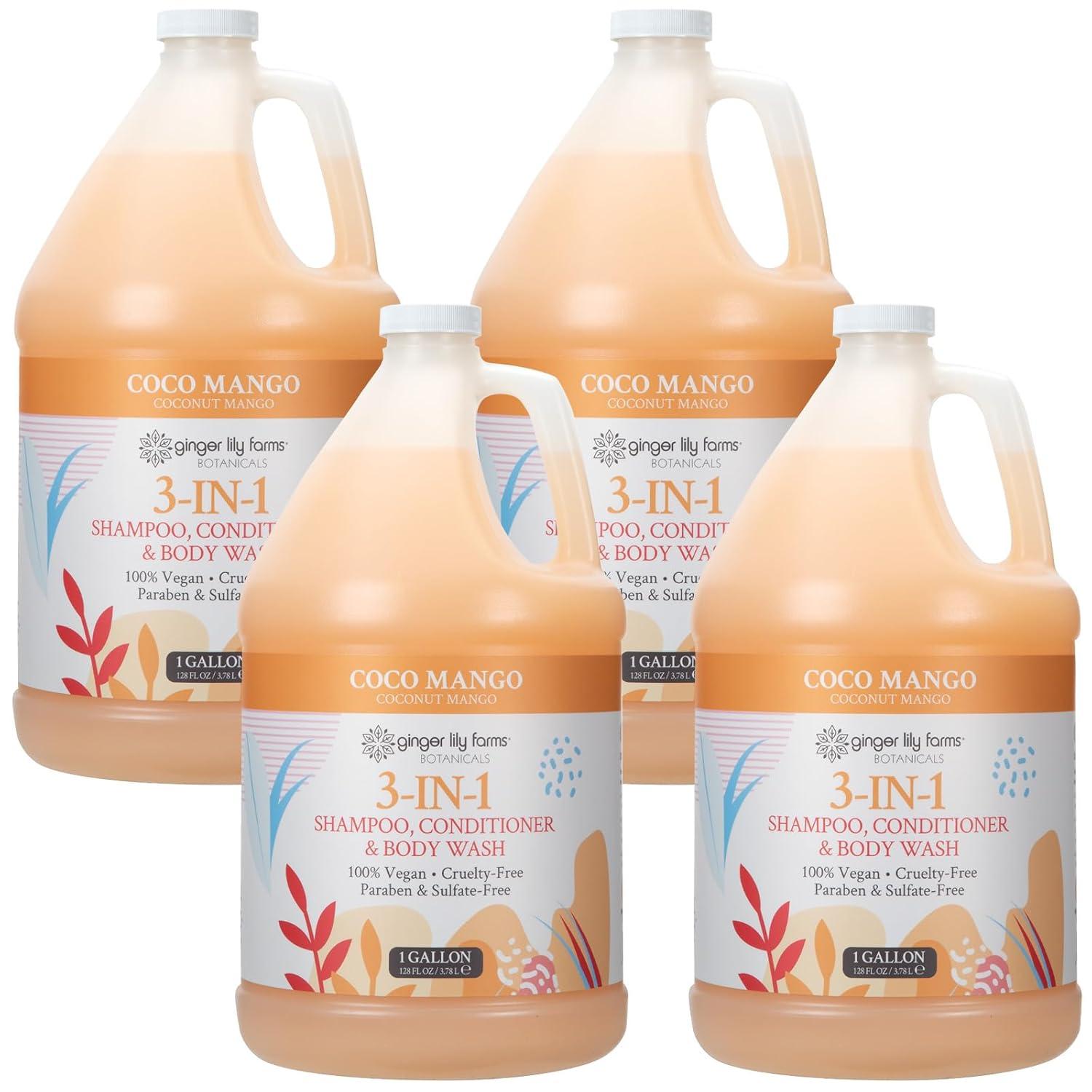 image:imageGinger Lily Farms Botanicals 3in1 Shampoo Conditioner amp Body Wash Island Tranquility 100 Vegan amp CrueltyFree Green Tea Lemongrass Scent 1 Gallon Pack of 4Coco Mango