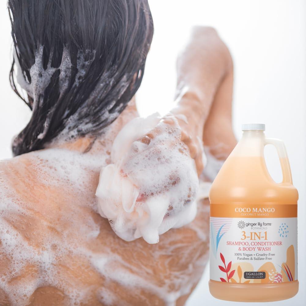 image:imageGinger Lily Farms Botanicals 3in1 Shampoo Conditioner amp Body Wash Island Tranquility 100 Vegan amp CrueltyFree Green Tea Lemongrass Scent 1 Gallon Pack of 4Coco Mango