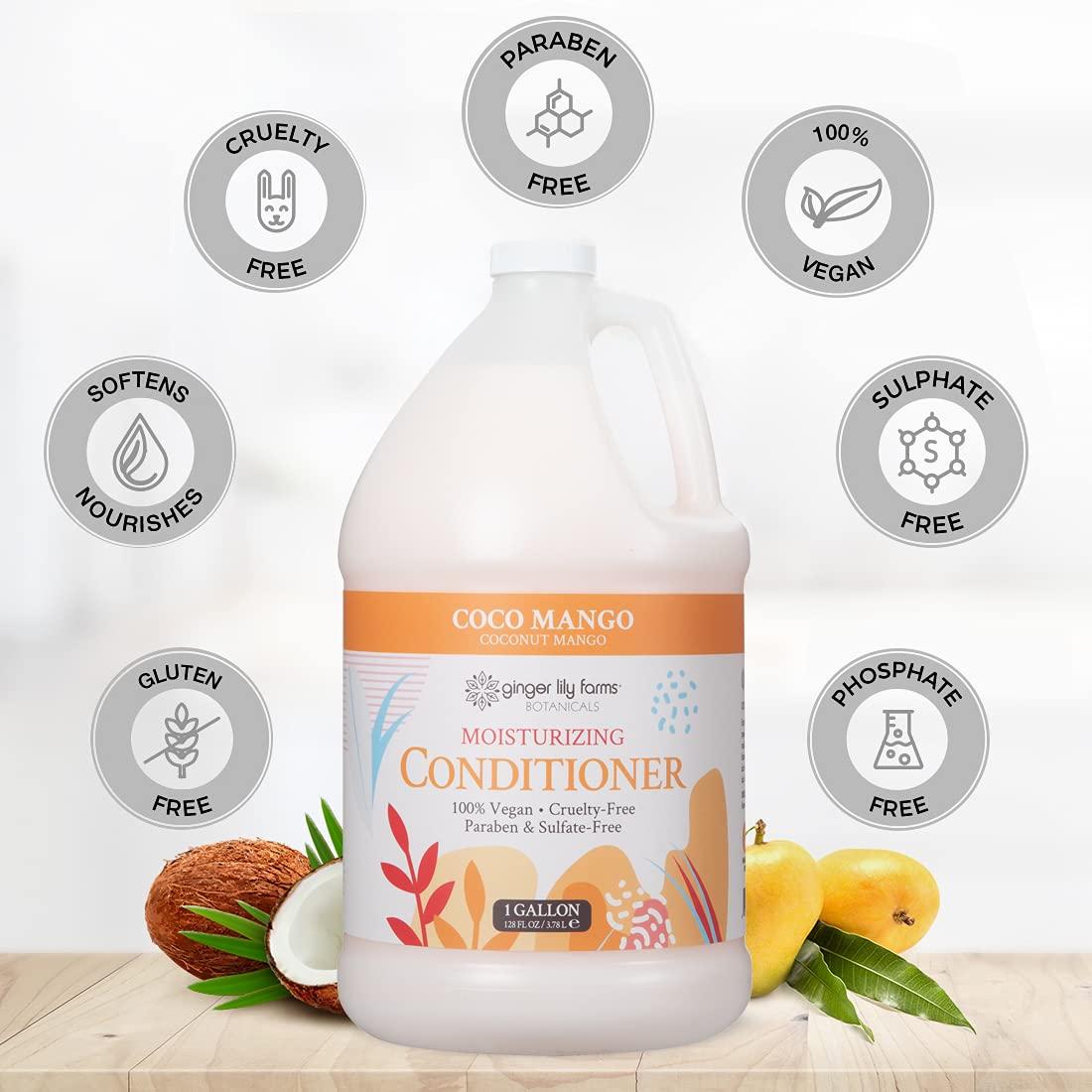 image:imageGinger Lily Farms Botanicals Moisturizing Conditioner for Dry Hair Island Tranquility 100 Vegan amp CrueltyFree Green Tea Lemongrass Scent 1 Gallon Refill Pack of 4Coco Mango