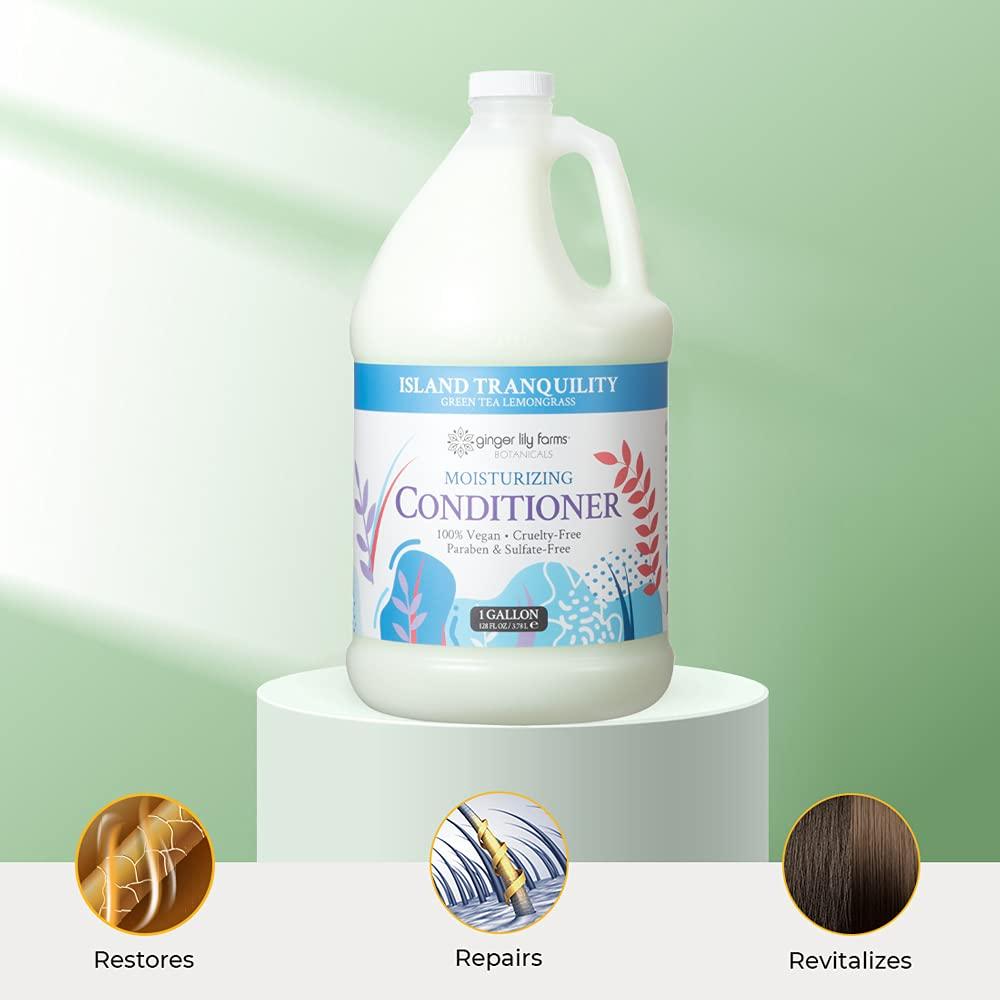 image:imageGinger Lily Farms Botanicals Moisturizing Conditioner for Dry Hair Island Tranquility 100 Vegan amp CrueltyFree Green Tea Lemongrass Scent 1 Gallon Refill Pack of 4Island Tranquility