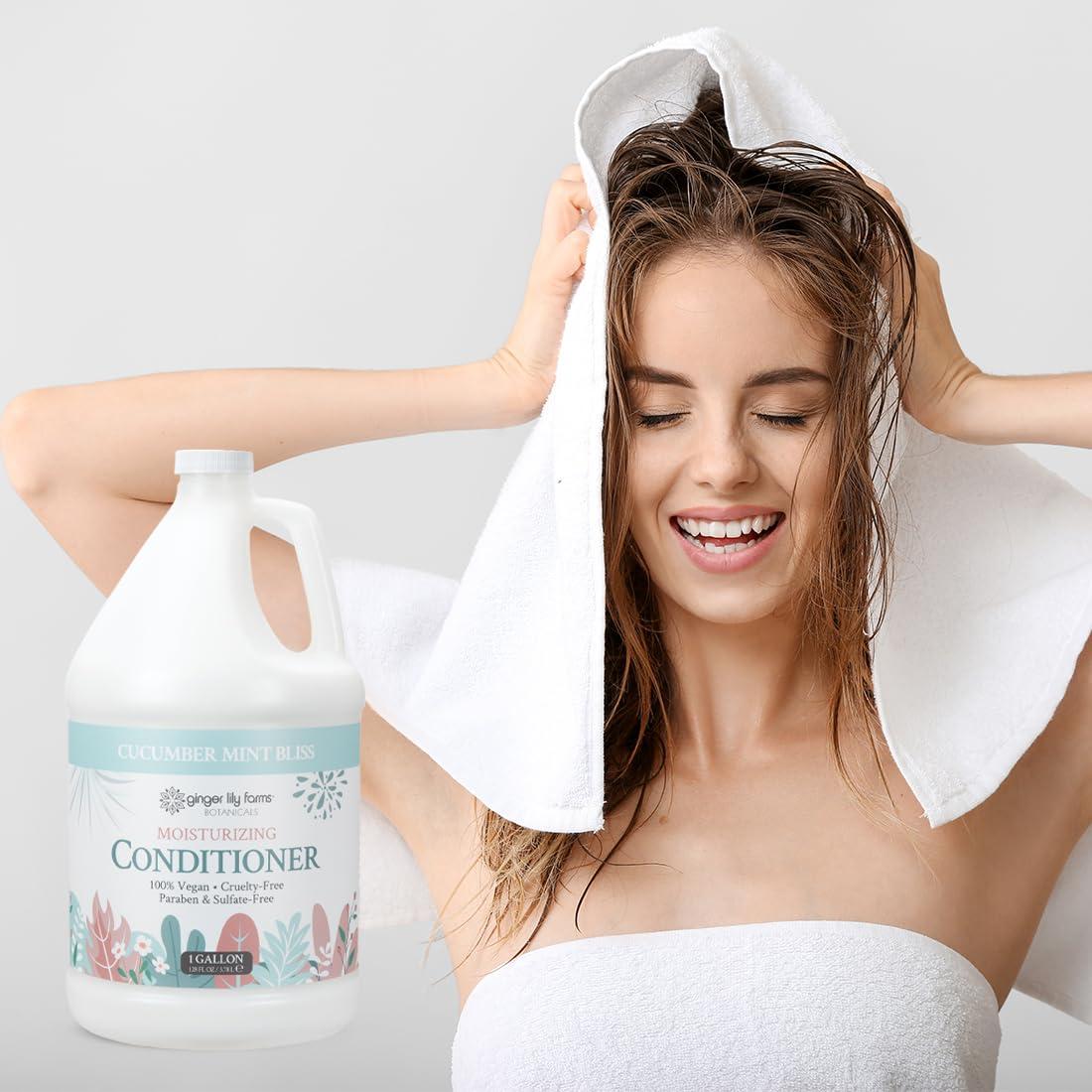 image:imageGinger Lily Farms Botanicals Moisturizing Conditioner for Dry Hair Island Tranquility 100 Vegan amp CrueltyFree Green Tea Lemongrass Scent 1 Gallon Refill Pack of 4Cucumber Mint Bliss
