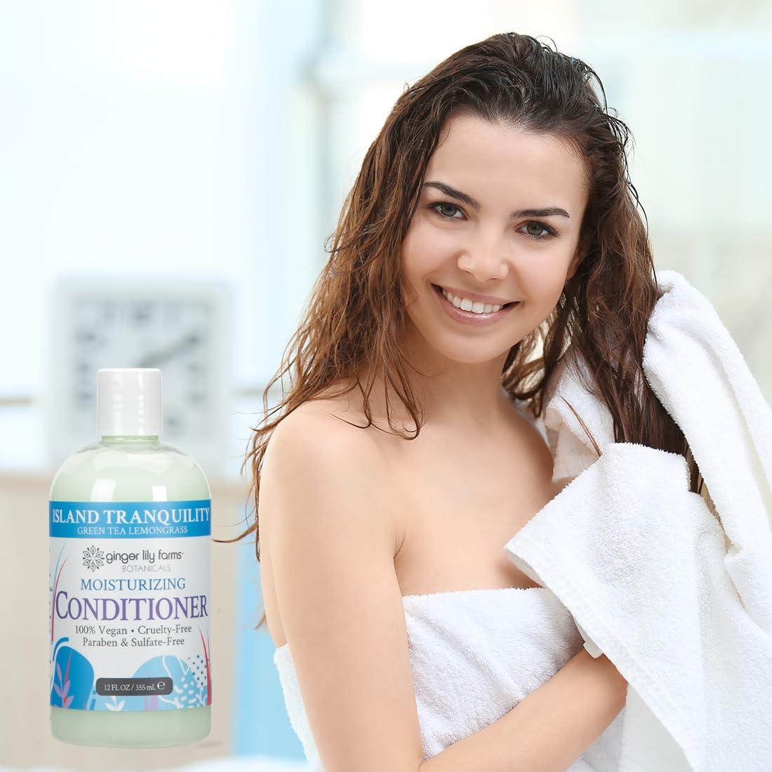 image:imageGinger Lily Farms Botanicals Moisturizing Conditioner for Dry Hair Island Tranquility 100 Vegan amp CrueltyFree Green Tea Lemongrass Scent 1 Gallon Refill Pack of 4Island Tranquility