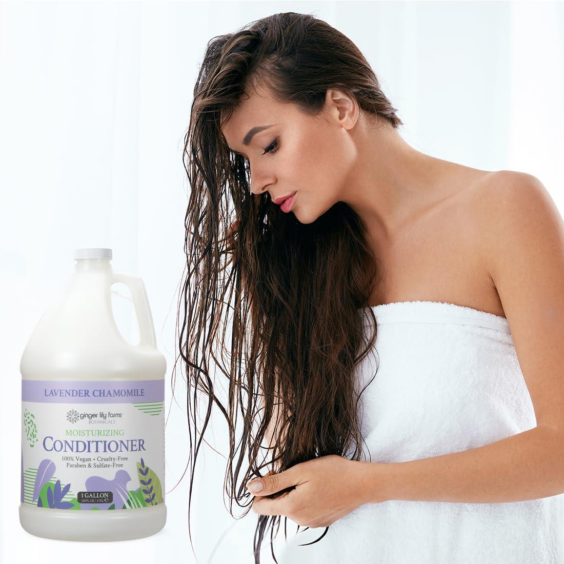 image:imageGinger Lily Farms Botanicals Moisturizing Conditioner for Dry Hair Island Tranquility 100 Vegan amp CrueltyFree Green Tea Lemongrass Scent 1 Gallon Refill Pack of 4Lavender Chamomile