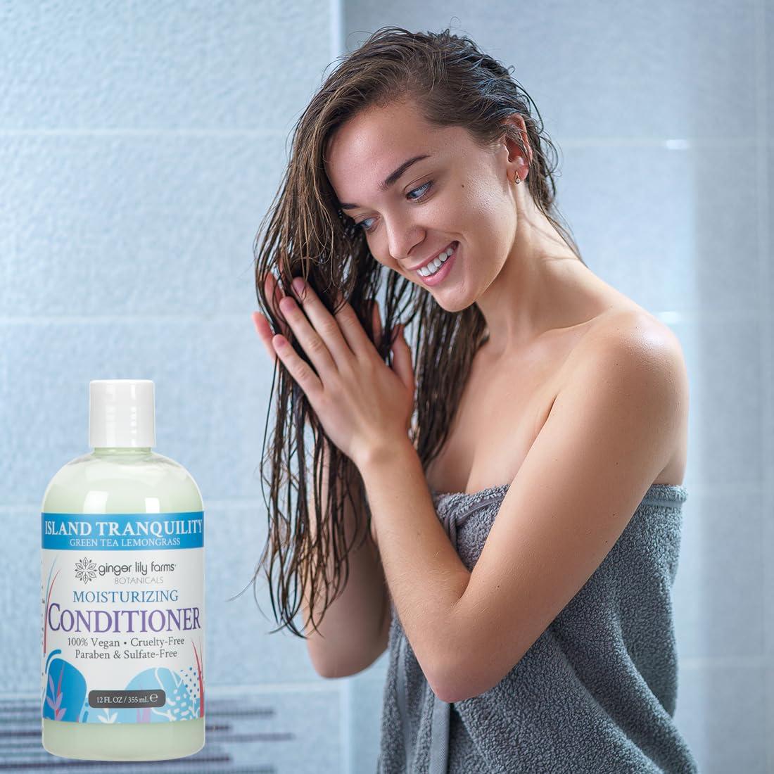 image:imageGinger Lily Farms Botanicals Moisturizing Conditioner for Dry Hair Island Tranquility 100 Vegan amp CrueltyFree Green Tea Lemongrass Scent 1 Gallon Refill Pack of 4Island Tranquility