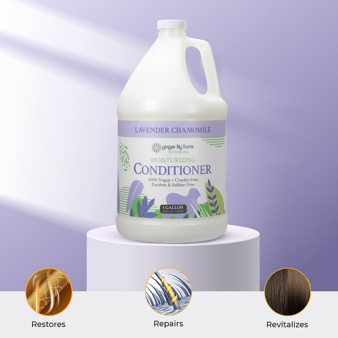 image:imageGinger Lily Farms Botanicals Moisturizing Conditioner for Dry Hair Island Tranquility 100 Vegan amp CrueltyFree Green Tea Lemongrass Scent 1 Gallon Refill Pack of 4Lavender Chamomile