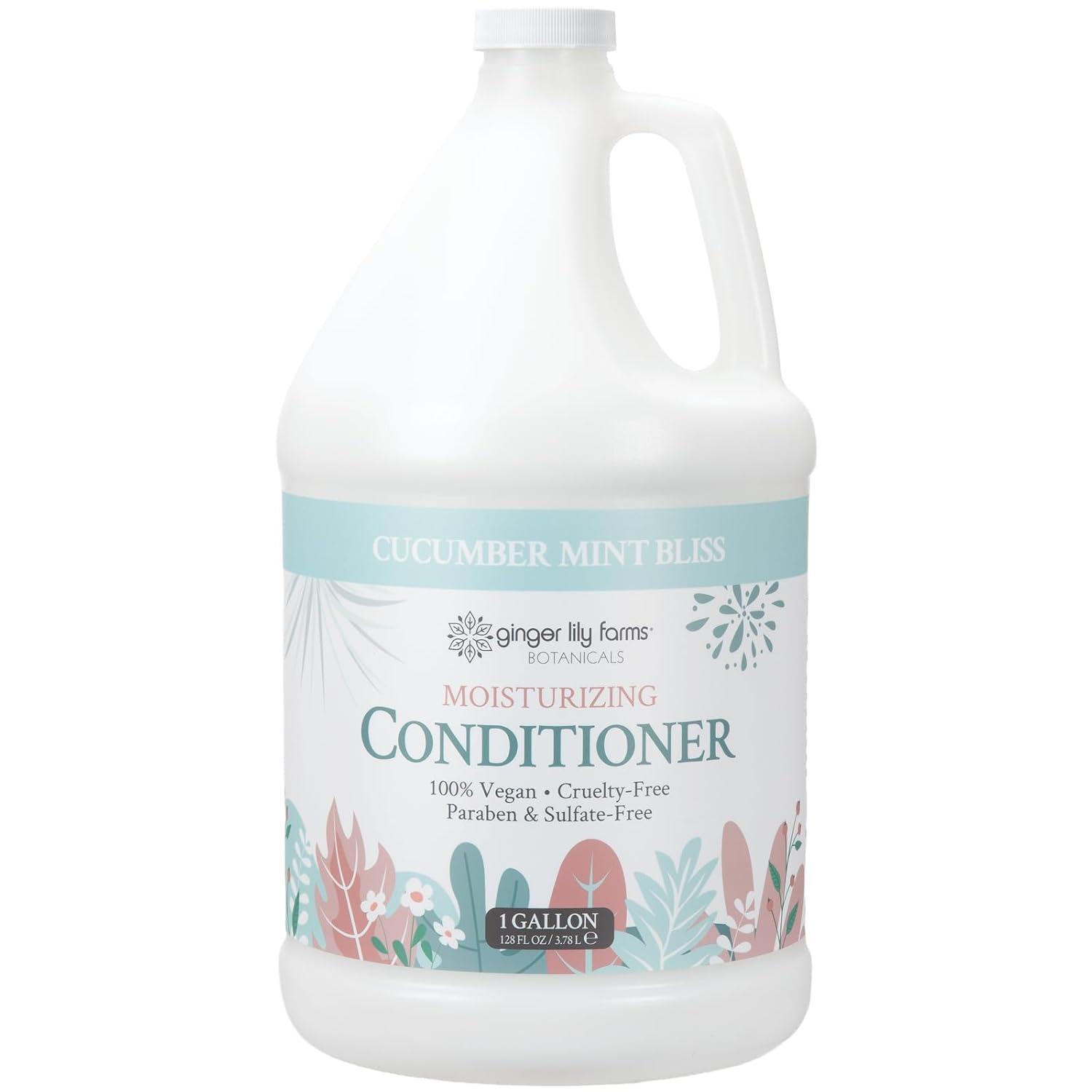 image:imageGinger Lily Farms Botanicals Moisturizing Conditioner for Dry Hair Island Tranquility 100 Vegan amp CrueltyFree Green Tea Lemongrass Scent 1 Gallon Refill Pack of 4Cucumber Mint Bliss