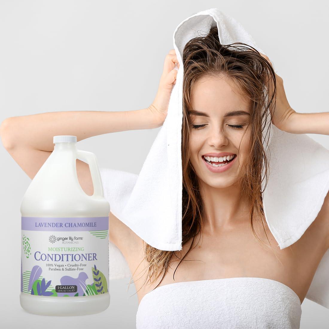 image:imageGinger Lily Farms Botanicals Moisturizing Conditioner for Dry Hair Island Tranquility 100 Vegan amp CrueltyFree Green Tea Lemongrass Scent 1 Gallon Refill Pack of 4Lavender Chamomile