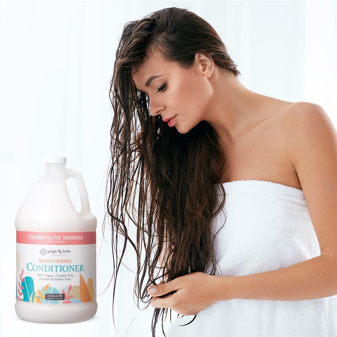 image:imageGinger Lily Farms Botanicals Moisturizing Conditioner for Dry Hair Island Tranquility 100 Vegan amp CrueltyFree Green Tea Lemongrass Scent 1 Gallon Refill Pack of 4Champagne Mimosa