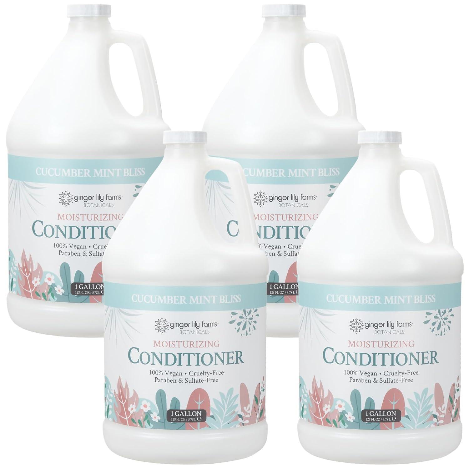 image:imageGinger Lily Farms Botanicals Moisturizing Conditioner for Dry Hair Island Tranquility 100 Vegan amp CrueltyFree Green Tea Lemongrass Scent 1 Gallon Refill Pack of 4Cucumber Mint Bliss