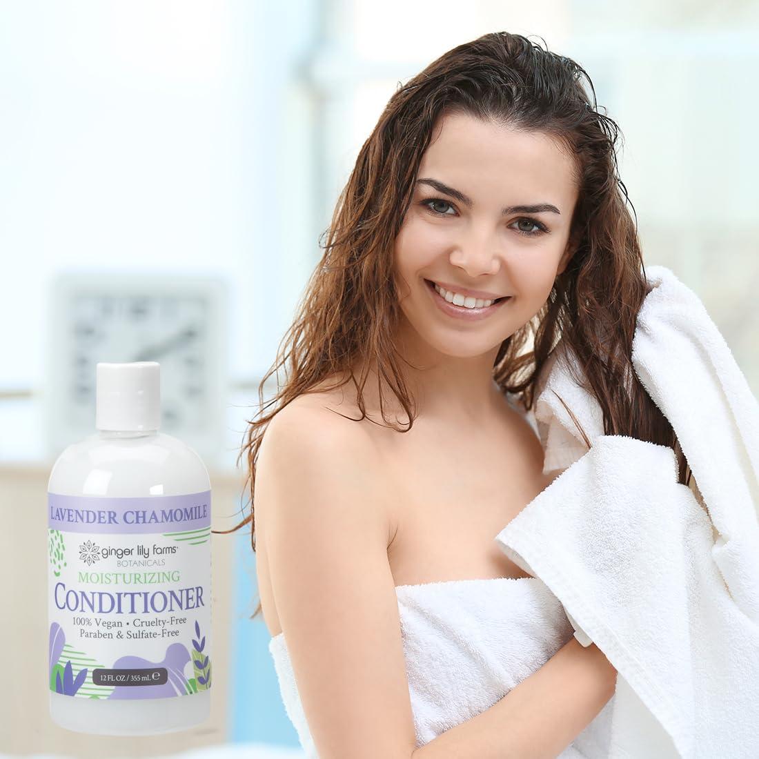 image:imageGinger Lily Farms Botanicals Moisturizing Conditioner for Dry Hair Island Tranquility 100 Vegan amp CrueltyFree Green Tea Lemongrass Scent 1 Gallon Refill Pack of 4Lavender Chamomile