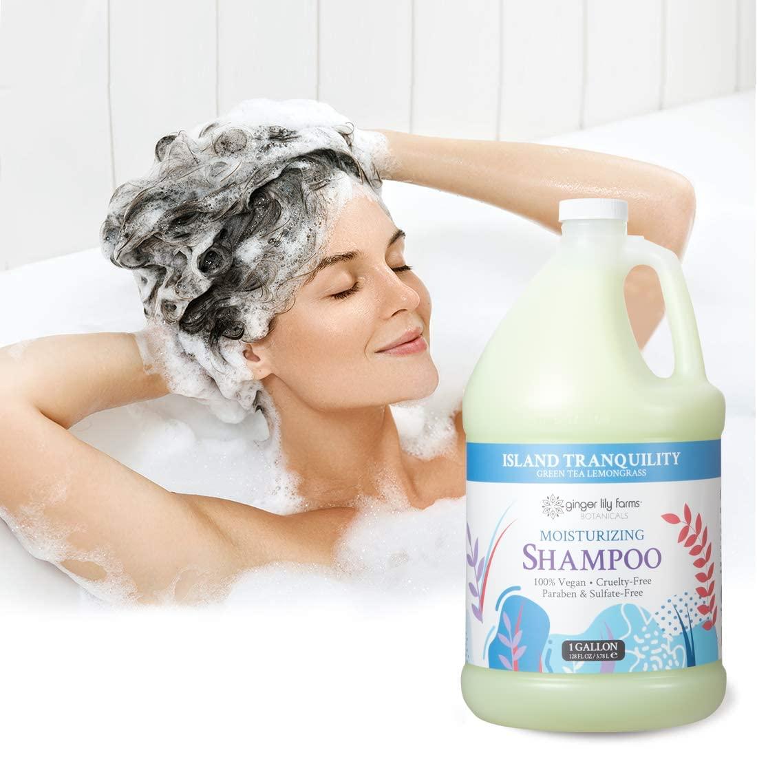 image:imageGinger Lily Farms Botanicals Moisturizing Shampoo for All Hair Types Coco Mango 100 Vegan amp CrueltyFree Coconut Mango Scent 1 Gallon 128 fl oz RefillIsland Tranquility