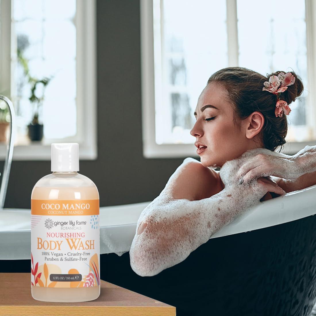 image:imageGinger Lily Farms Botanicals Nourishing Body Wash 100 Vegan amp CrueltyFree Bath amp Shower Gel for Men and Women Lavender Chamomile Scent 1 Gallon Refill 128 fl ozCoco Mango