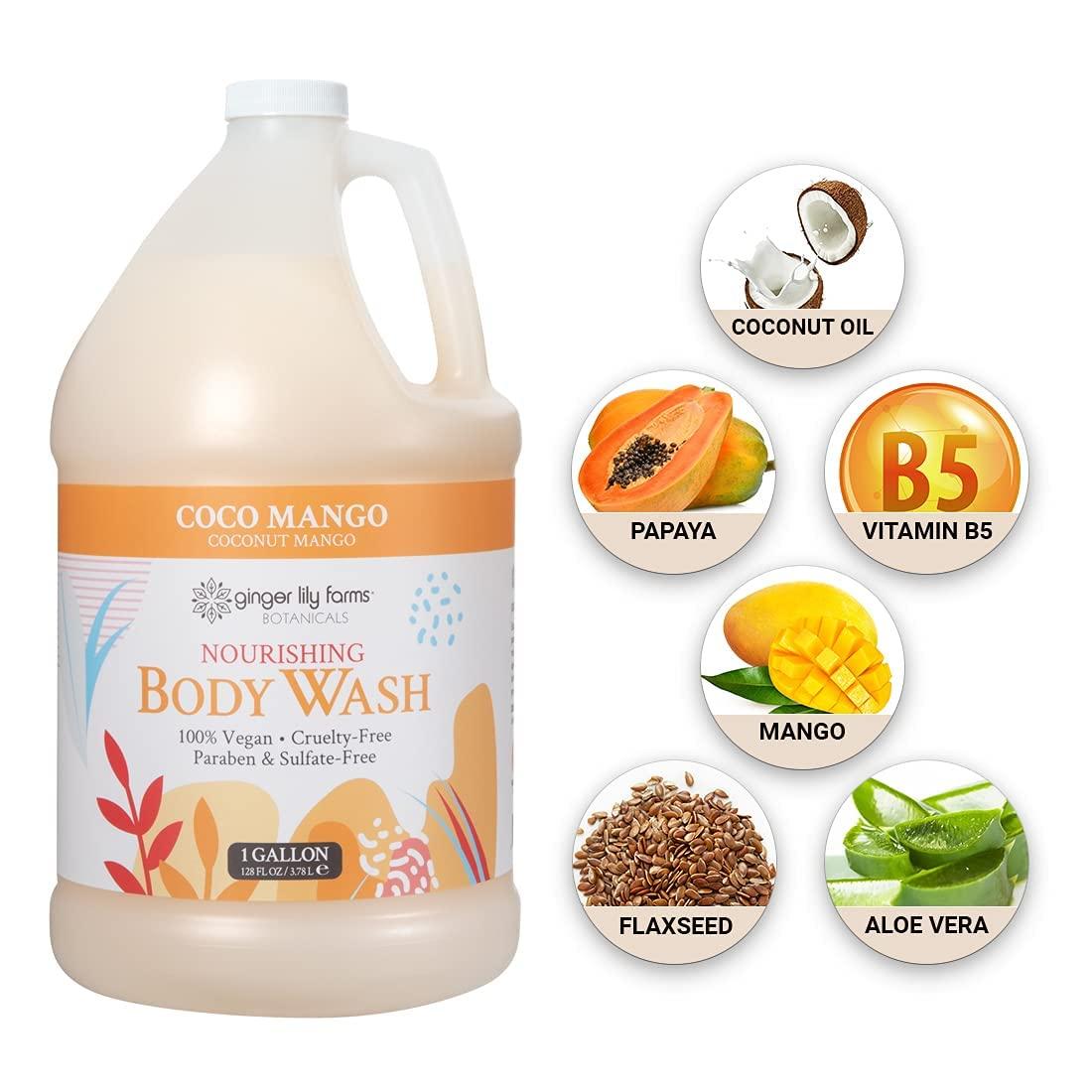 image:imageGinger Lily Farms Botanicals Nourishing Body Wash 100 Vegan amp CrueltyFree Bath amp Shower Gel for Men and Women Lavender Chamomile Scent 1 Gallon Refill 128 fl ozCoco Mango