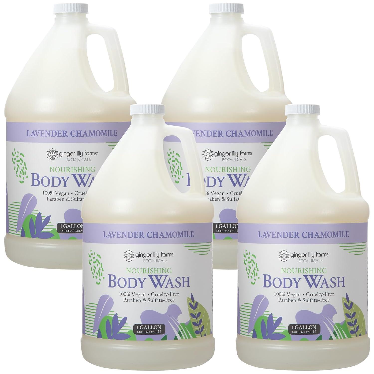 image:imageGinger Lily Farms Botanicals Nourishing Body Wash 100 Vegan amp CrueltyFree Bath amp Shower Gel for Men and Women Lavender Chamomile Scent 1 Gallon Refill 128 fl ozLavender Chamomile