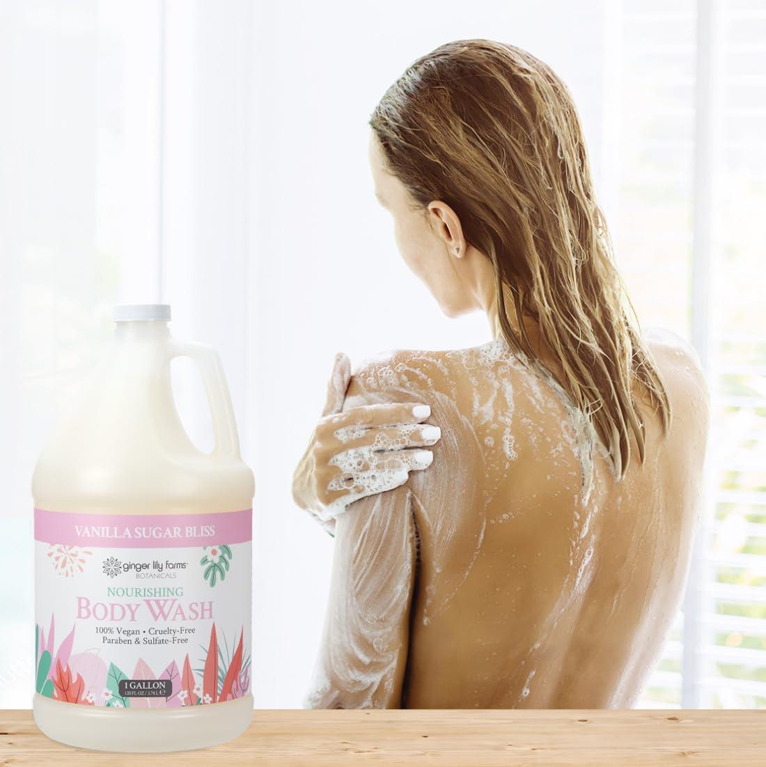 image:imageGinger Lily Farms Botanicals Nourishing Body Wash 100 Vegan amp CrueltyFree Bath amp Shower Gel for Men and Women Lavender Chamomile Scent 1 Gallon Refill 128 fl ozVanilla