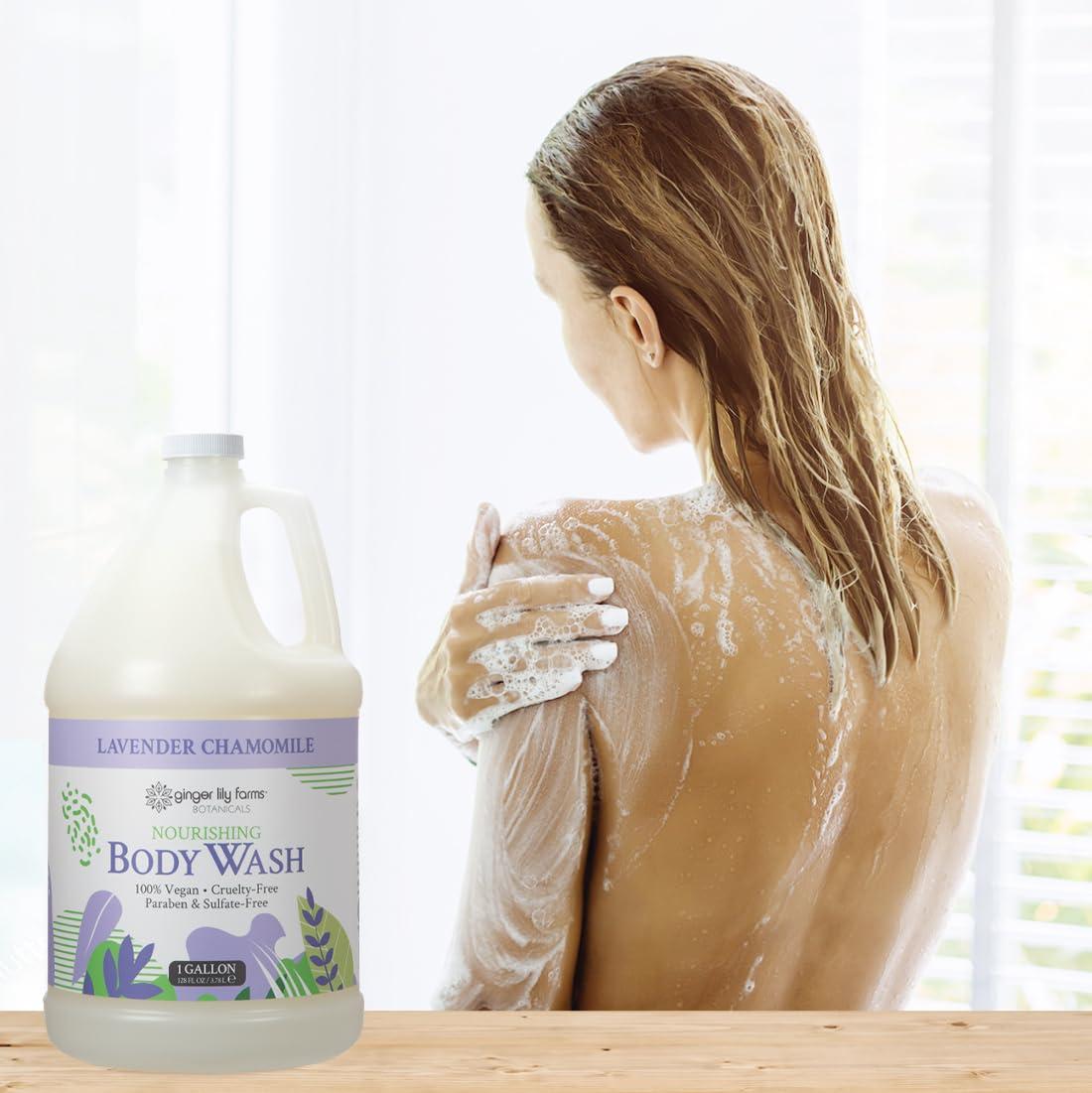 image:imageGinger Lily Farms Botanicals Nourishing Body Wash 100 Vegan amp CrueltyFree Bath amp Shower Gel for Men and Women Lavender Chamomile Scent 1 Gallon Refill 128 fl ozLavender Chamomile