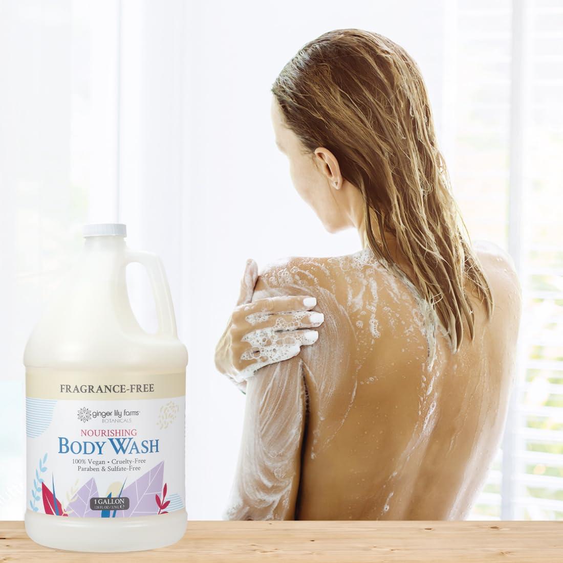 image:imageGinger Lily Farms Botanicals Nourishing Body Wash 100 Vegan amp CrueltyFree Bath amp Shower Gel for Men and Women Lavender Chamomile Scent 1 Gallon Refill 128 fl ozFragrance Free