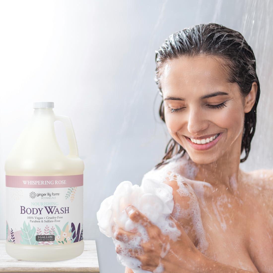 image:imageGinger Lily Farms Botanicals Nourishing Body Wash 100 Vegan amp CrueltyFree Bath amp Shower Gel for Men and Women Lavender Chamomile Scent 1 Gallon Refill 128 fl ozWhispering Rose