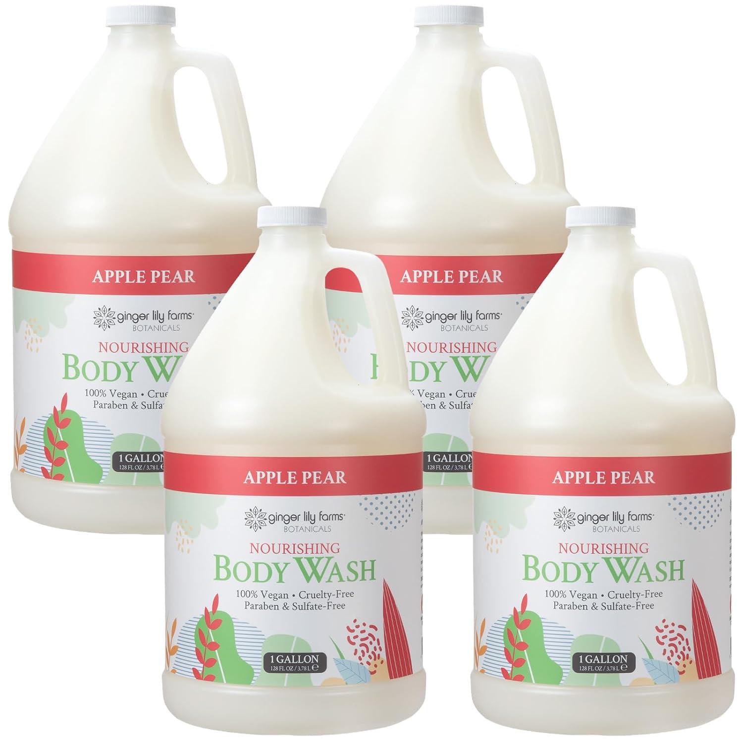 image:imageGinger Lily Farms Botanicals Nourishing Body Wash 100 Vegan amp CrueltyFree Bath amp Shower Gel for Men and Women Lavender Chamomile Scent 1 Gallon Refill 128 fl ozApple Pear