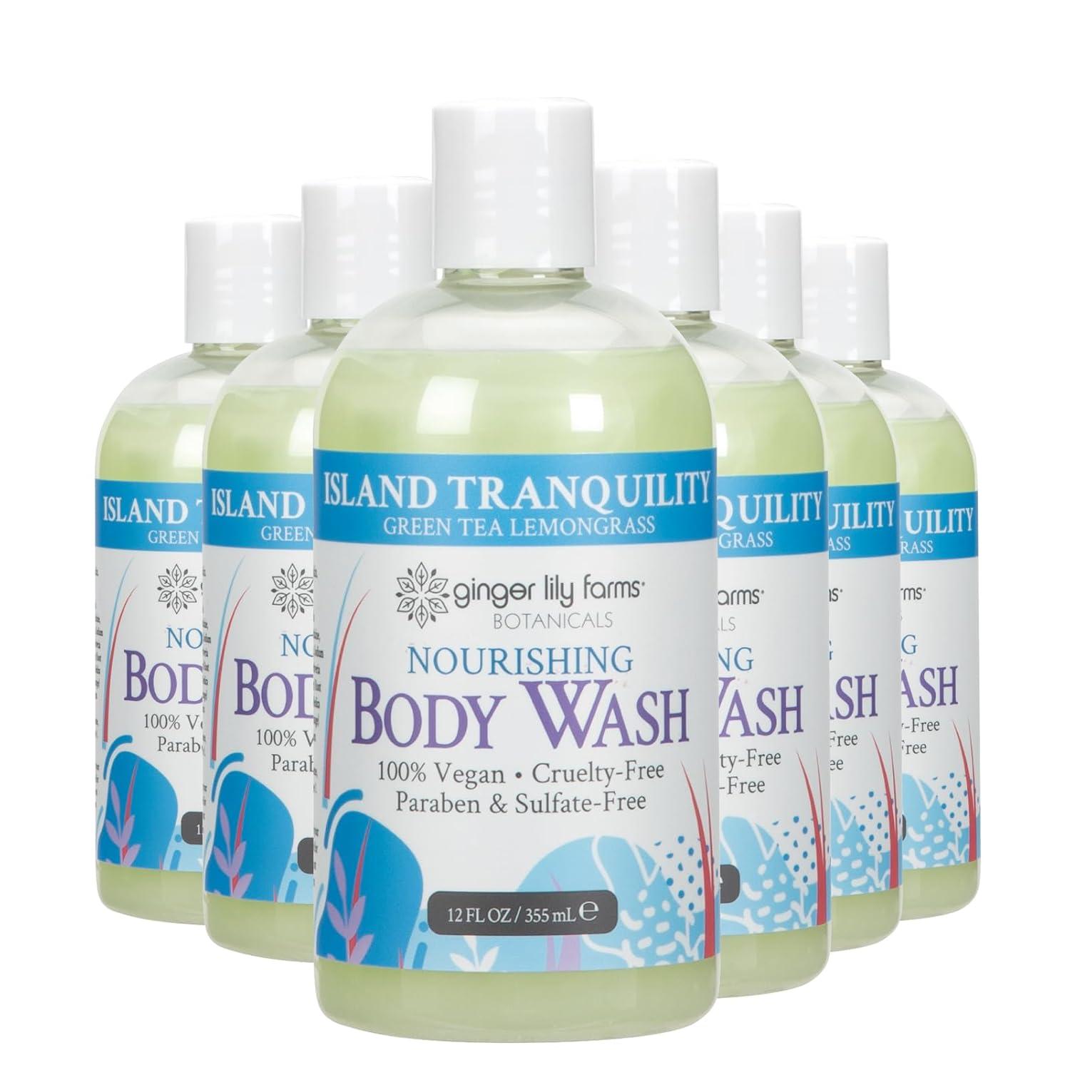 image:imageGinger Lily Farms Botanicals Nourishing Body Wash 100 Vegan amp CrueltyFree Bath amp Shower Gel for Men and Women Lavender Chamomile Scent 1 Gallon Refill 128 fl ozIsland Tranquility