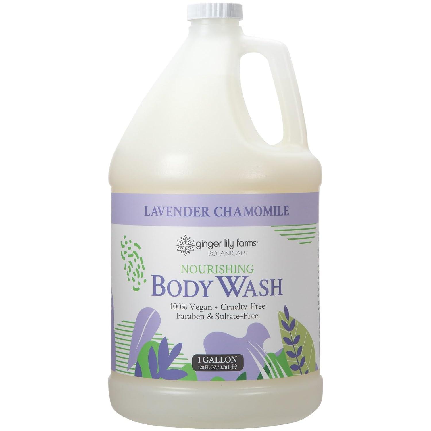 image:imageGinger Lily Farms Botanicals Nourishing Body Wash 100 Vegan amp CrueltyFree Bath amp Shower Gel for Men and Women Lavender Chamomile Scent 1 Gallon Refill 128 fl ozLavender Chamomile