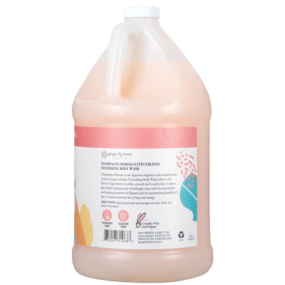 image:imageGinger Lily Farms Botanicals Nourishing Body Wash 100 Vegan amp CrueltyFree Bath amp Shower Gel for Men and Women Lavender Chamomile Scent 1 Gallon Refill 128 fl ozChampagne Mimosa