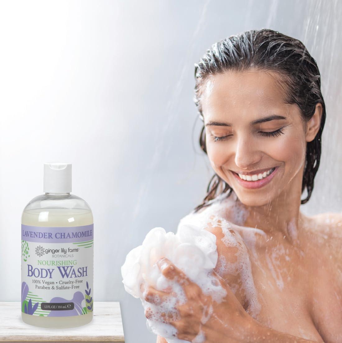 image:imageGinger Lily Farms Botanicals Nourishing Body Wash 100 Vegan amp CrueltyFree Bath amp Shower Gel for Men and Women Lavender Chamomile Scent 1 Gallon Refill 128 fl ozLavender Chamomile