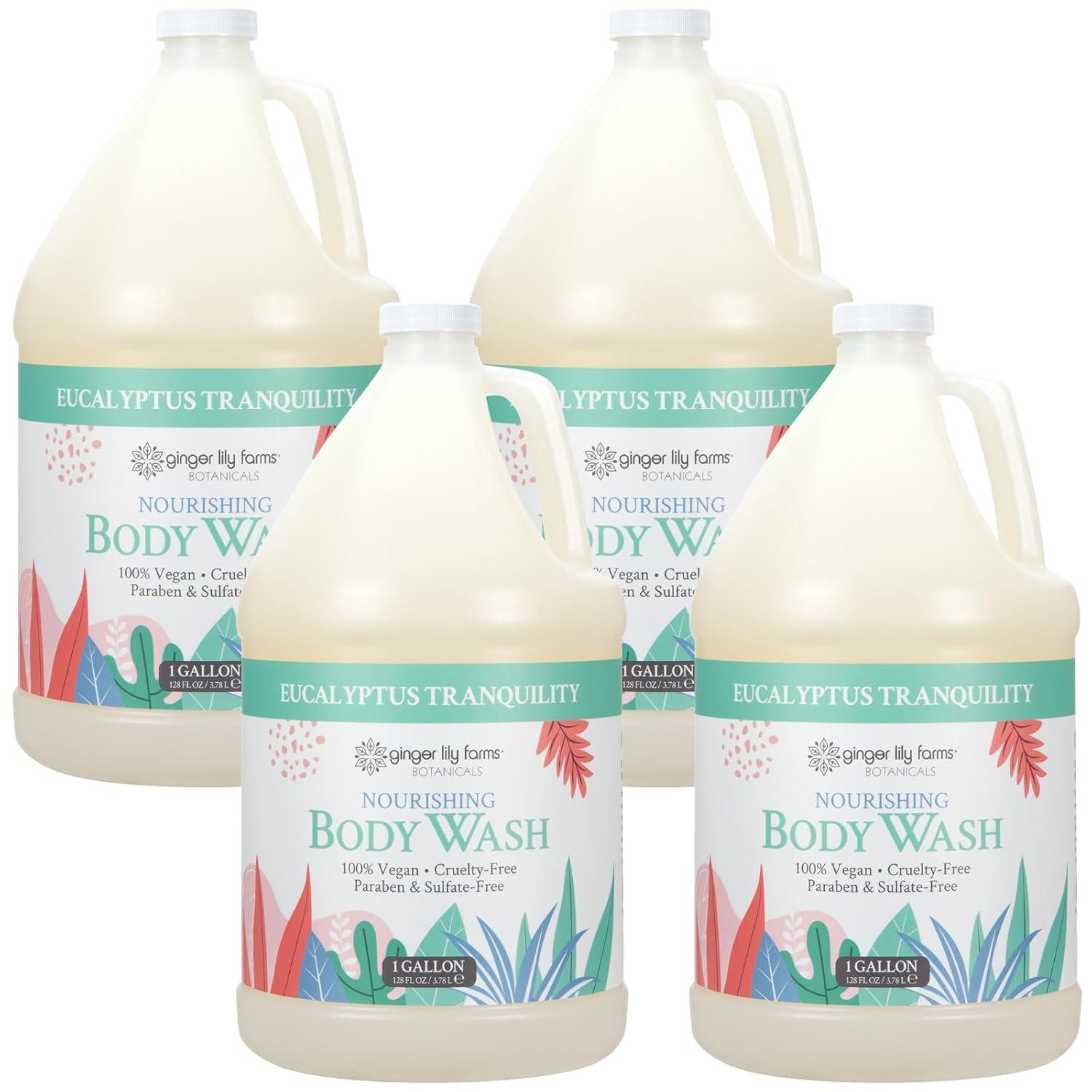 image:imageGinger Lily Farms Botanicals Nourishing Body Wash 100 Vegan amp CrueltyFree Bath amp Shower Gel for Men and Women Lavender Chamomile Scent 1 Gallon Refill 128 fl ozEucalyptus Tranquility
