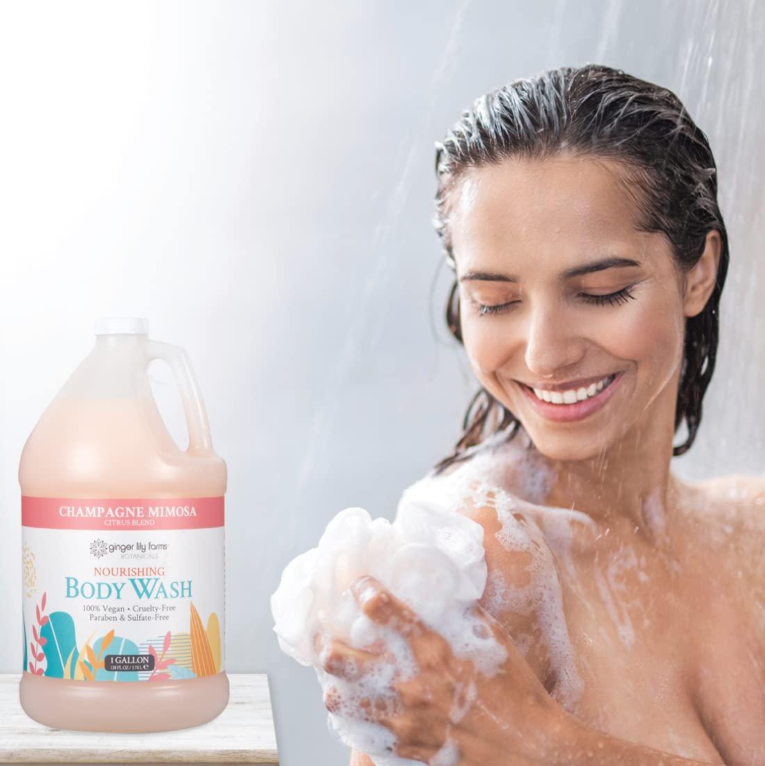 image:imageGinger Lily Farms Botanicals Nourishing Body Wash 100 Vegan amp CrueltyFree Bath amp Shower Gel for Men and Women Lavender Chamomile Scent 1 Gallon Refill 128 fl ozChampagne Mimosa