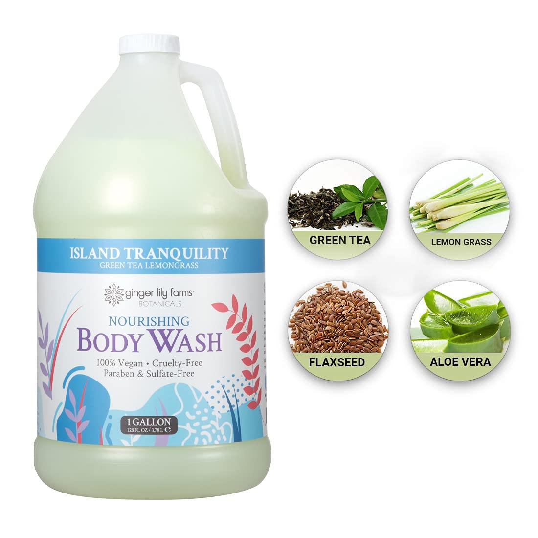 image:imageGinger Lily Farms Botanicals Nourishing Body Wash 100 Vegan amp CrueltyFree Bath amp Shower Gel for Men and Women Lavender Chamomile Scent 1 Gallon Refill 128 fl ozIsland Tranquility