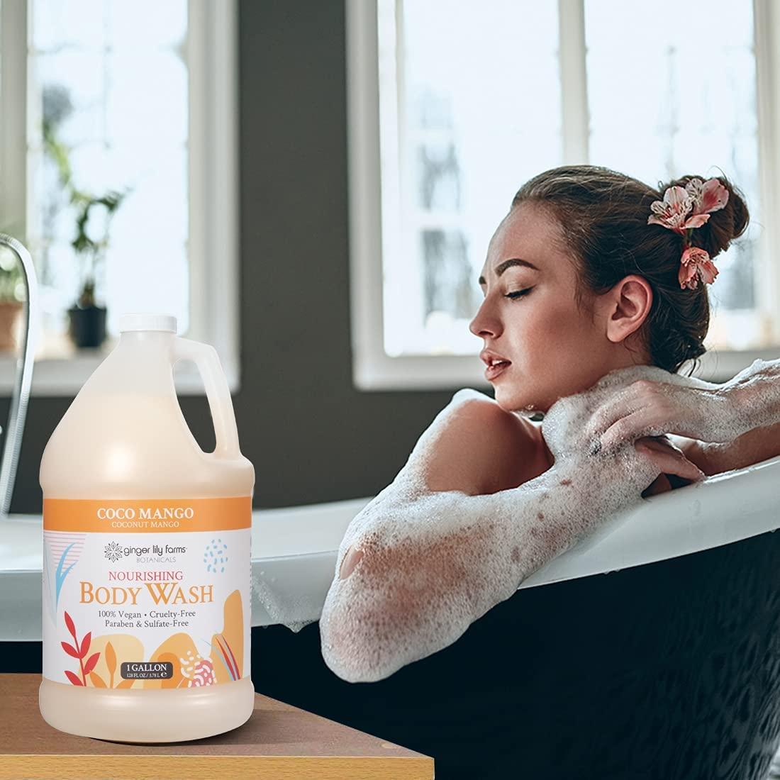 image:imageGinger Lily Farms Botanicals Nourishing Body Wash 100 Vegan amp CrueltyFree Bath amp Shower Gel for Men and Women Lavender Chamomile Scent 1 Gallon Refill 128 fl ozCoco Mango