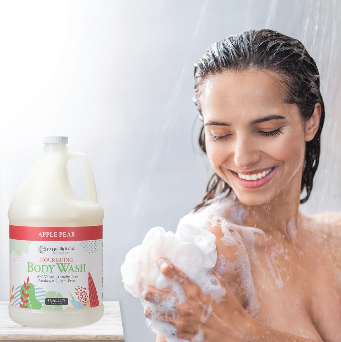 image:imageGinger Lily Farms Botanicals Nourishing Body Wash 100 Vegan amp CrueltyFree Bath amp Shower Gel for Men and Women Lavender Chamomile Scent 1 Gallon Refill 128 fl ozApple Pear