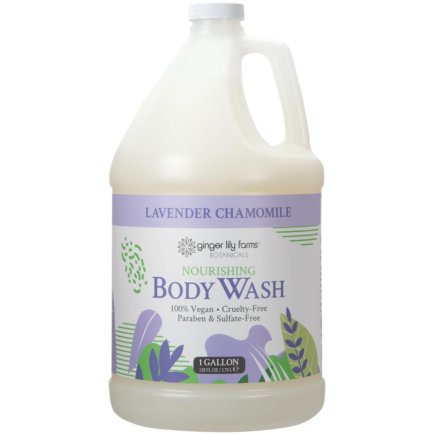 image:imageGinger Lily Farms Botanicals Nourishing Body Wash 100 Vegan amp CrueltyFree Bath amp Shower Gel for Men and Women Lavender Chamomile Scent 1 Gallon Refill 128 fl ozLavender Chamomile