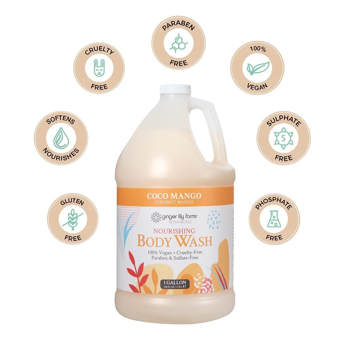 image:imageGinger Lily Farms Botanicals Nourishing Body Wash 100 Vegan amp CrueltyFree Bath amp Shower Gel for Men and Women Lavender Chamomile Scent 1 Gallon Refill 128 fl ozCoco Mango