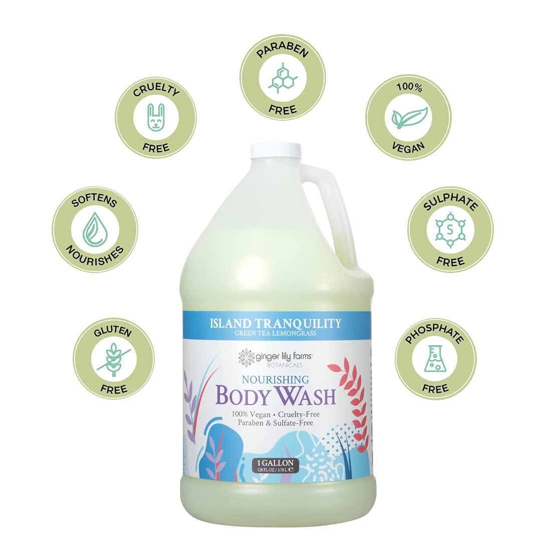 image:imageGinger Lily Farms Botanicals Nourishing Body Wash 100 Vegan amp CrueltyFree Bath amp Shower Gel for Men and Women Lavender Chamomile Scent 1 Gallon Refill 128 fl ozIsland Tranquility