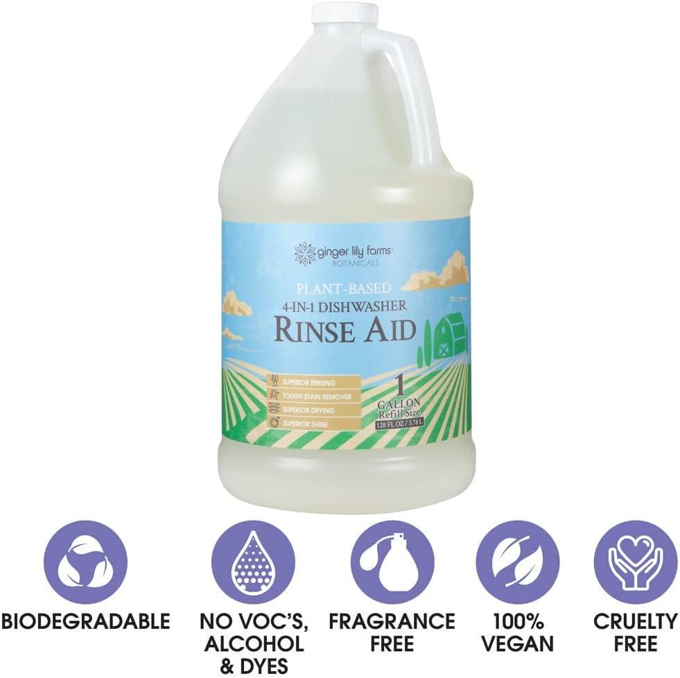 image:imageGinger Lily Farms Botanicals PlantBased 4In1 Dishwasher Rinse Aid 100 Vegan amp CrueltyFree FragranceFree 1 Gallon 128 fl oz Refill 12800 Fl Oz Pack of 1Fragrance Free