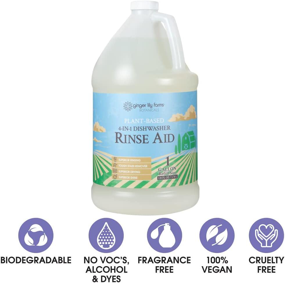 image:imageGinger Lily Farms Botanicals PlantBased 4In1 Dishwasher Rinse Aid 100 Vegan amp CrueltyFree FragranceFree 1 Gallon 128 fl oz Refill 12800 Fl Oz Pack of 1Fragrance Free
