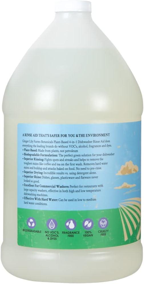 image:imageGinger Lily Farms Botanicals PlantBased 4In1 Dishwasher Rinse Aid 100 Vegan amp CrueltyFree FragranceFree 1 Gallon 128 fl oz Refill 12800 Fl Oz Pack of 1Fragrance Free