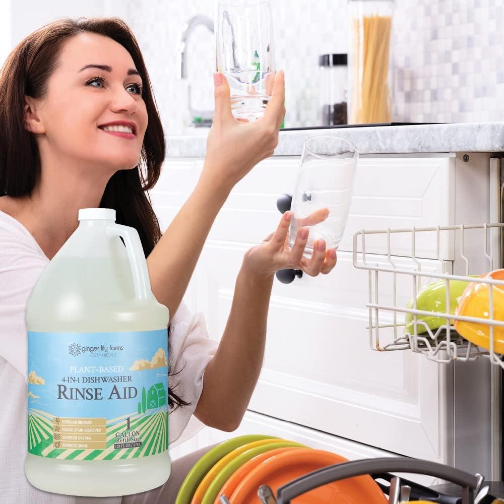 image:imageGinger Lily Farms Botanicals PlantBased 4In1 Dishwasher Rinse Aid 100 Vegan amp CrueltyFree FragranceFree 1 Gallon 128 fl oz Refill 12800 Fl Oz Pack of 1Fragrance Free