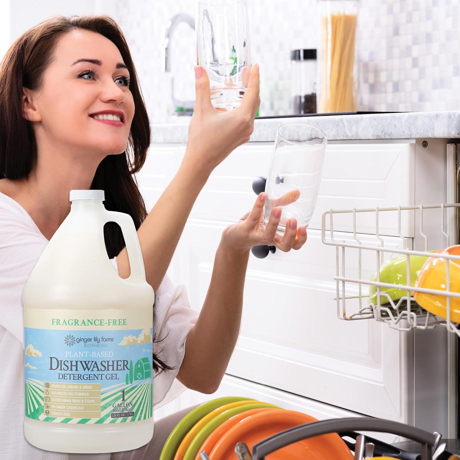 image:imageGinger Lily Farms Botanicals PlantBased Dishwasher Detergent Gel 100 Vegan amp CrueltyFree FragranceFree 1 Gallon 128 Fl Oz RefillFragrance Free